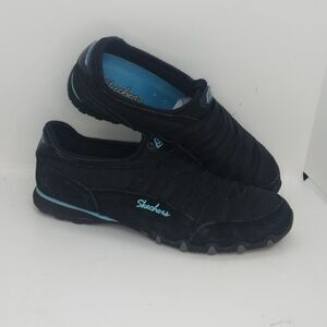 Skechers Bikers Fixation Womens Pre-owned Black Leather Sneakers - sz. 8